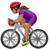 🚴🏽‍♀️ woman biking: medium skin tone display on Apple